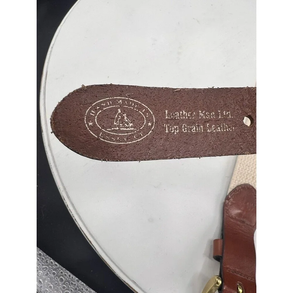Leather Man Ltd Maritime Signal Flag Belt Size 36/38 Top Grain Leather Brass EUC